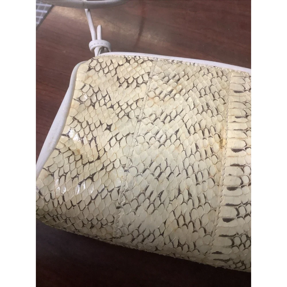 LORD & TAYLOR Ivory Leather & Snakeskin Shoulder Bag-B130